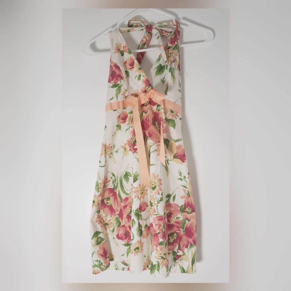 Floral Mini Sun Dress Halter Top Tie